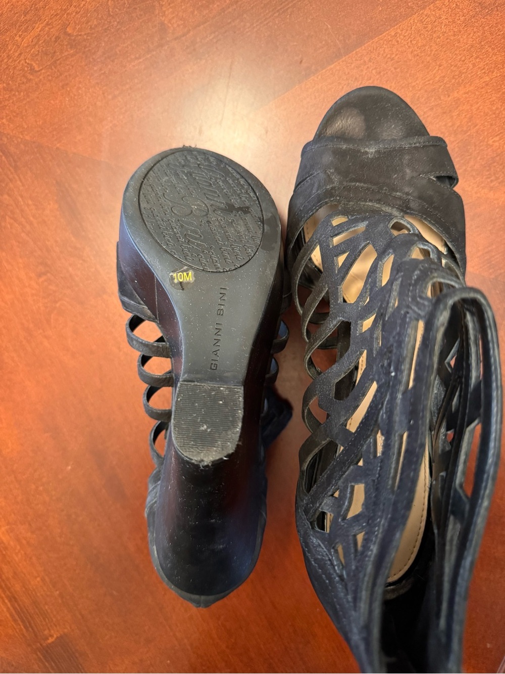 Gianni Bini Black Cutout Wedge Heels - Picture 5 of 5